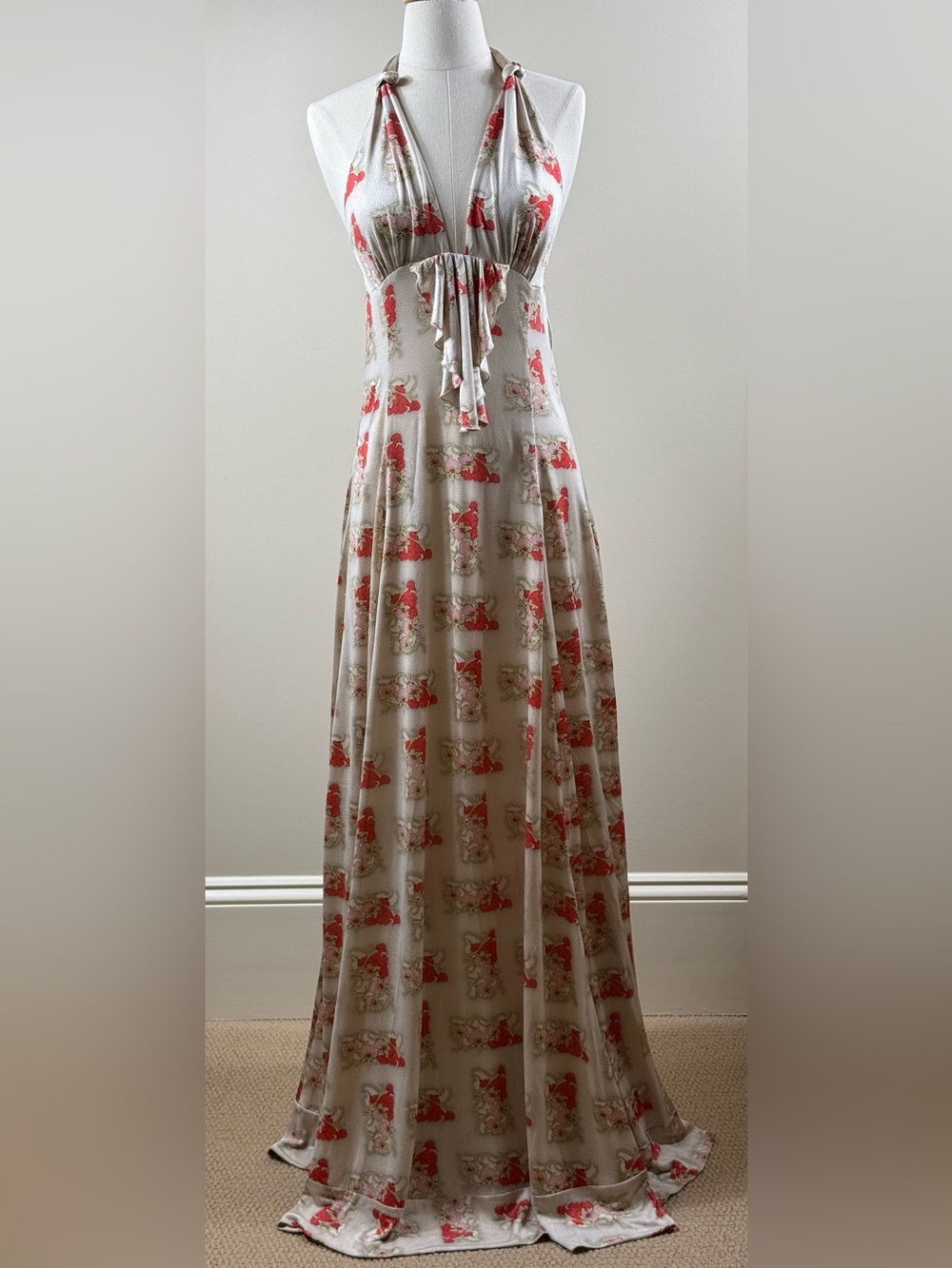 Vintage Jovovich Hawk Silk Halter Maxi Dress 4
